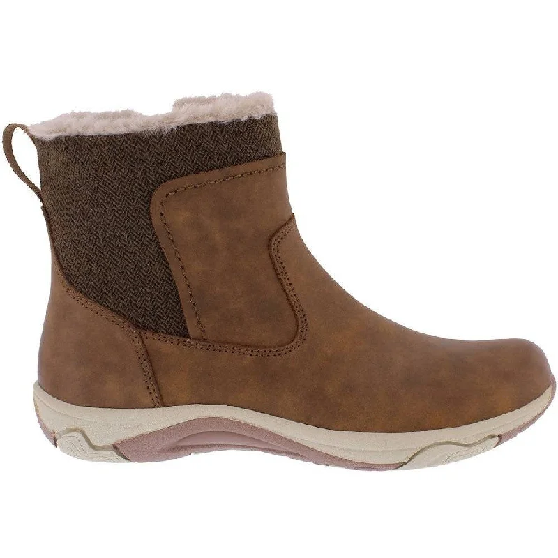 Ankle boots for biking-Free Spirit 41224 Charlie Ladies Monks Robe Brown Leather & Textile Water Resistant Side Zip Ankle Boots