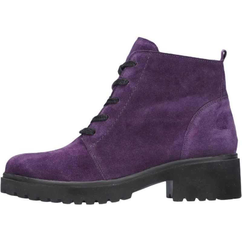 Ankle boots for dry seasons-Waldlaufer 716807 195 270 - H-Luise Ladies Wide Purple Suede Arch Support Zip & Lace Ankle Boots