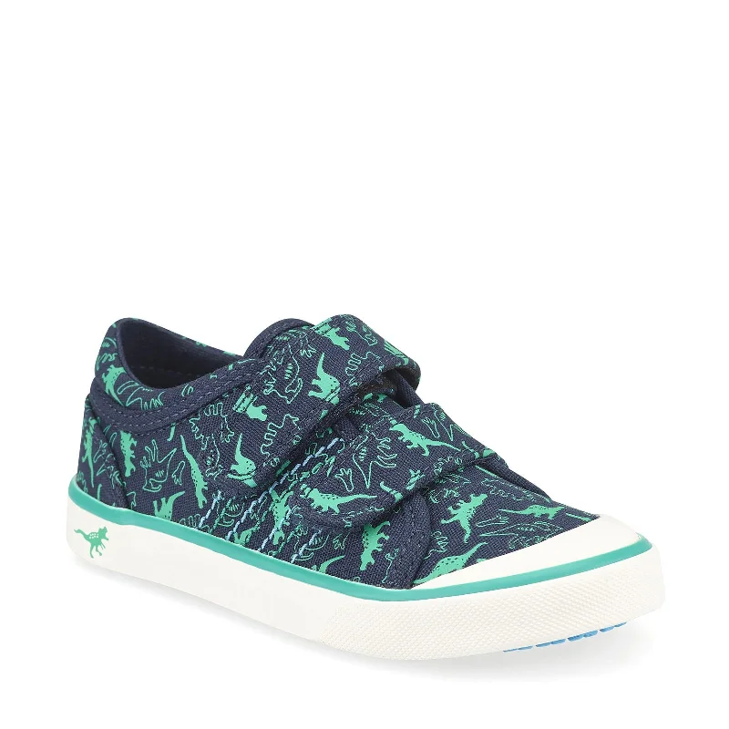 Start-Rite Jurassic 6177_9 Navy Dino Print Touch Fastening Canvas Shoes