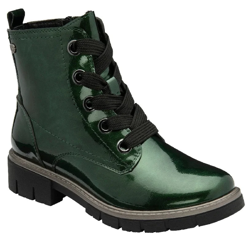 Ankle boots for pet wellness-Lotus JoJo Ladies Green Patent Zip & Lace Ankle Boots