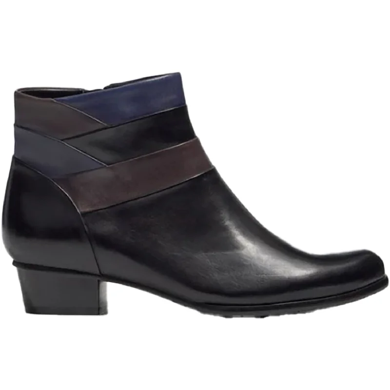 Booties with home comfortWomen's Regarde Le Ciel Stefany-390 Black/Muddy/Melanzana Leather