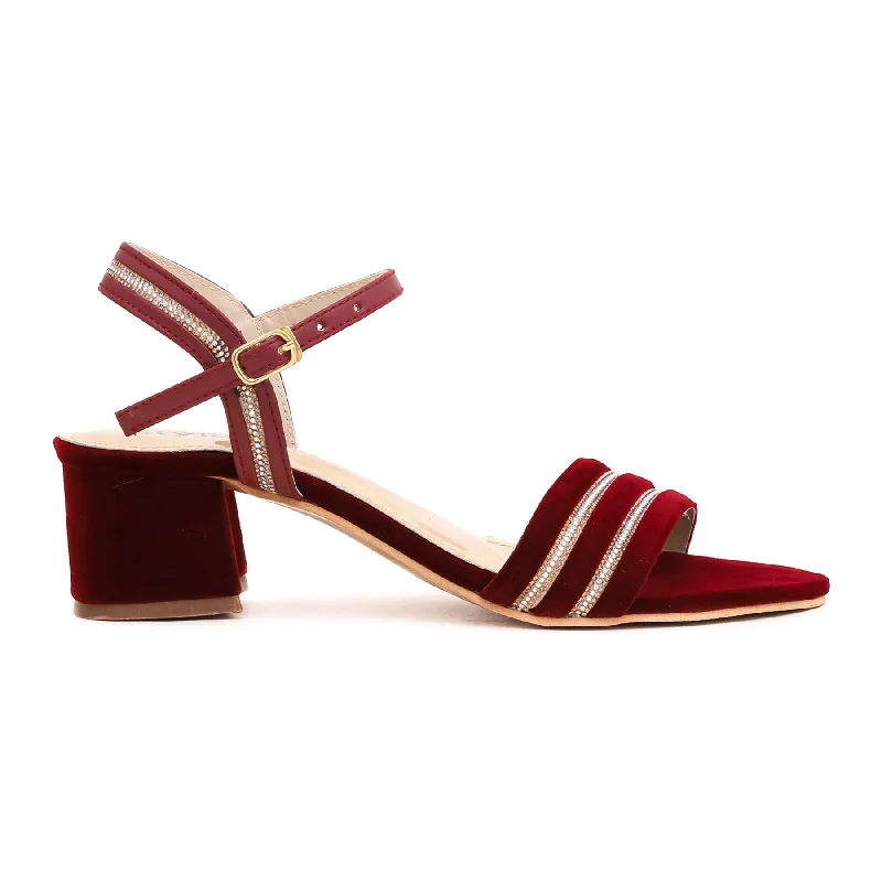 Sandals for wide sizes-Maroon Fancy Sandal FN5619