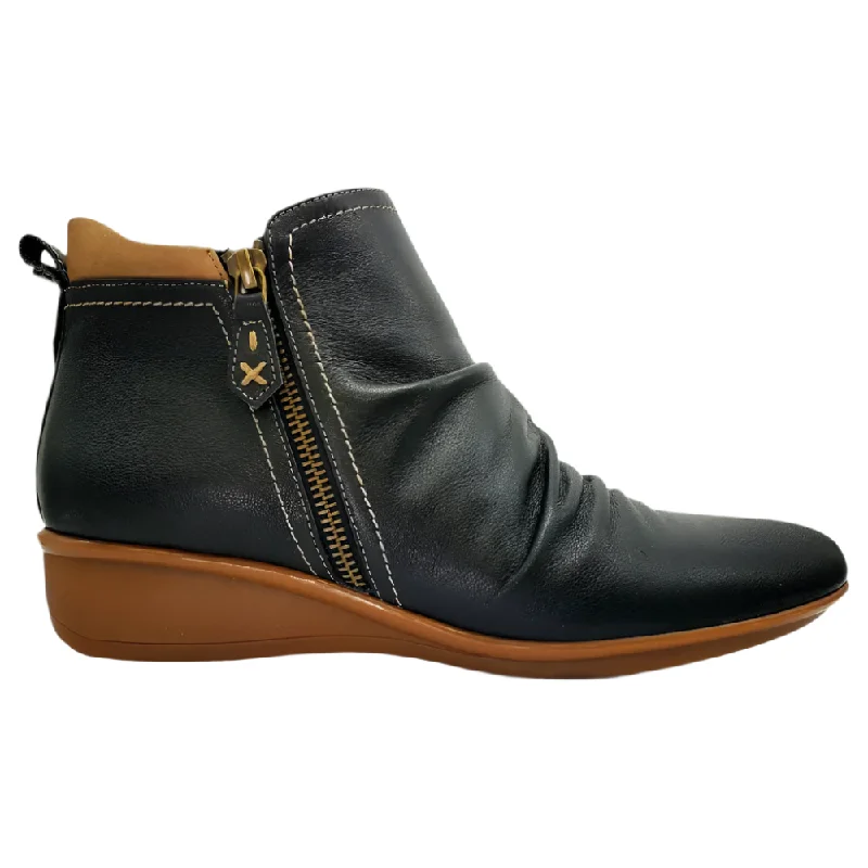 Ankle boots for walking-Revere Women's Wedge Booties Orthotic Ankle Boots Black / Toffee Nubuck