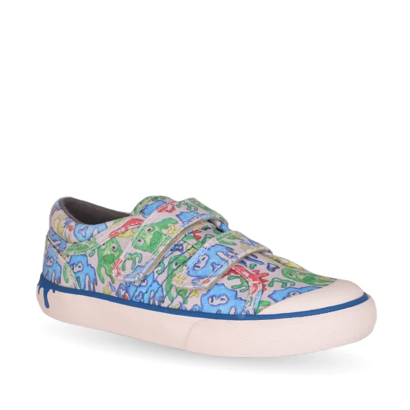 Start-Rite Slime 6187_5 Grey/Multi Monster Print Canvas Shoes