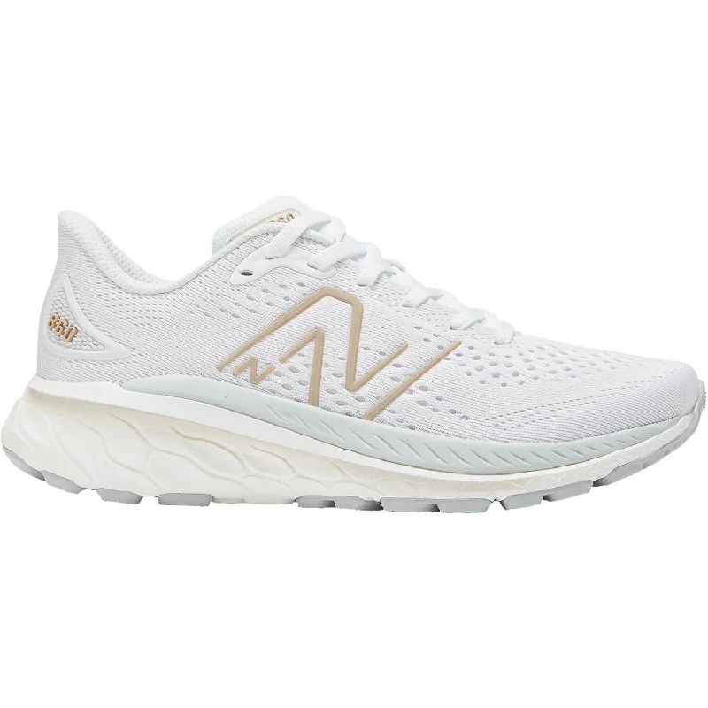 Athletic shoes with retro vibes-Women's New Balance W860W13 Fresh Foam X White/Light Aluminum/Light Gold Mesh