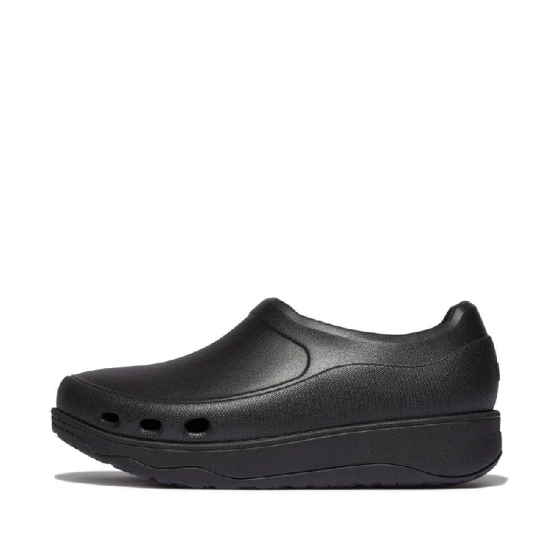 Fitflop Id4-090 Work Clogs Ladies Wide Black Slip Ons