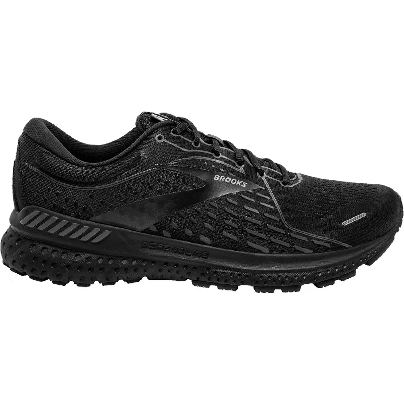 Athletic shoes for wet jogs-Men's Brooks Adrenaline GTS 21 Black/Black/ Ebony Mesh